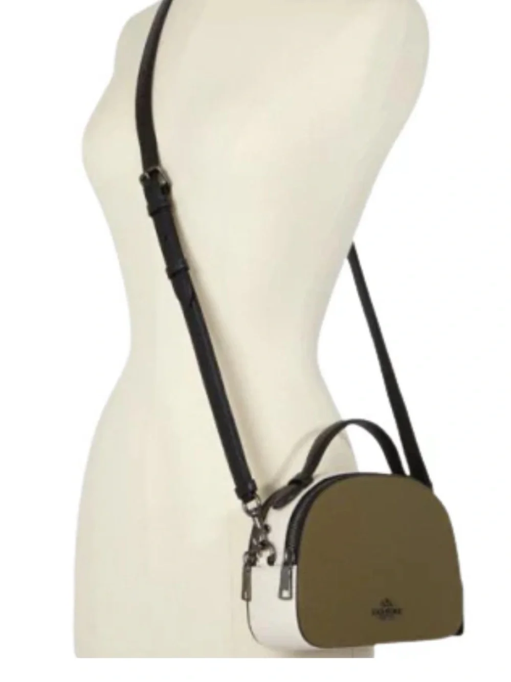 Coach Colorblock Dome Crossbody Satchel in Olive and White